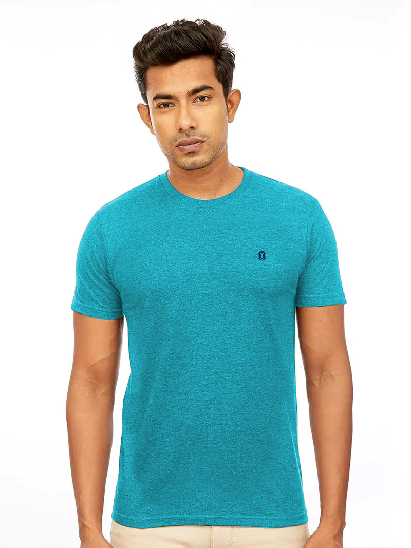 Turquoise Round Neck T Shirt_SH 07