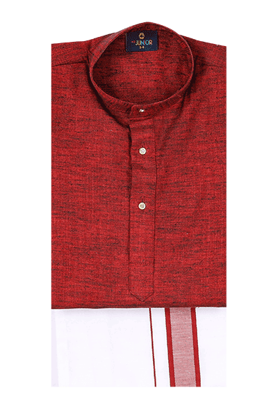 Dark Red Color Kurtha With Matching Flexi Dhoti. Faboulus Boy
