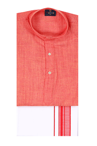 Peach Color Kurtha With Matching Flexi Dhoti. Faboulus Boy