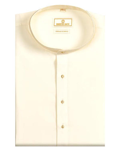 Mens Cotton Regular Fit Full Sleeves Kurta Cream Ethnic by Minister White