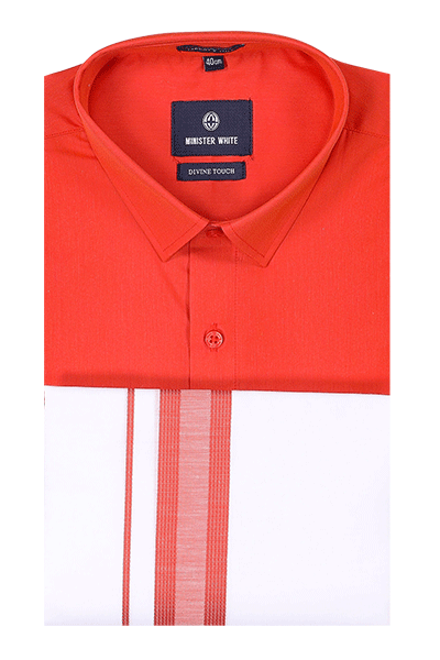 Brick Red Color Shirt With Matching Dhoti. Hitman