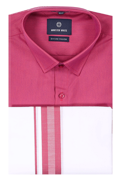 Dark Pink Color Shirt With Matching Dhoti. Hitman