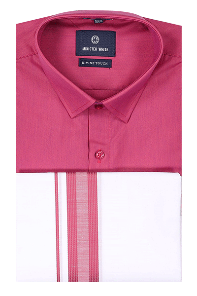 Dark Pink Color Shirt With Matching Dhoti. Hitman