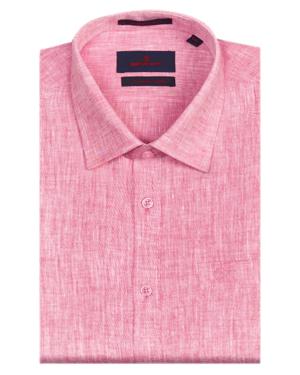 Mens Pure Linen Regular Fit Pink Colour Shirt Alanzo Linen by Minister White