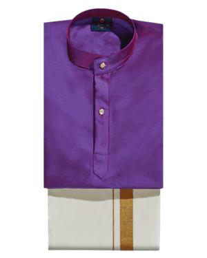 Violet Color Kurtha With Matching Flexi Dhoti. Handsome Boy